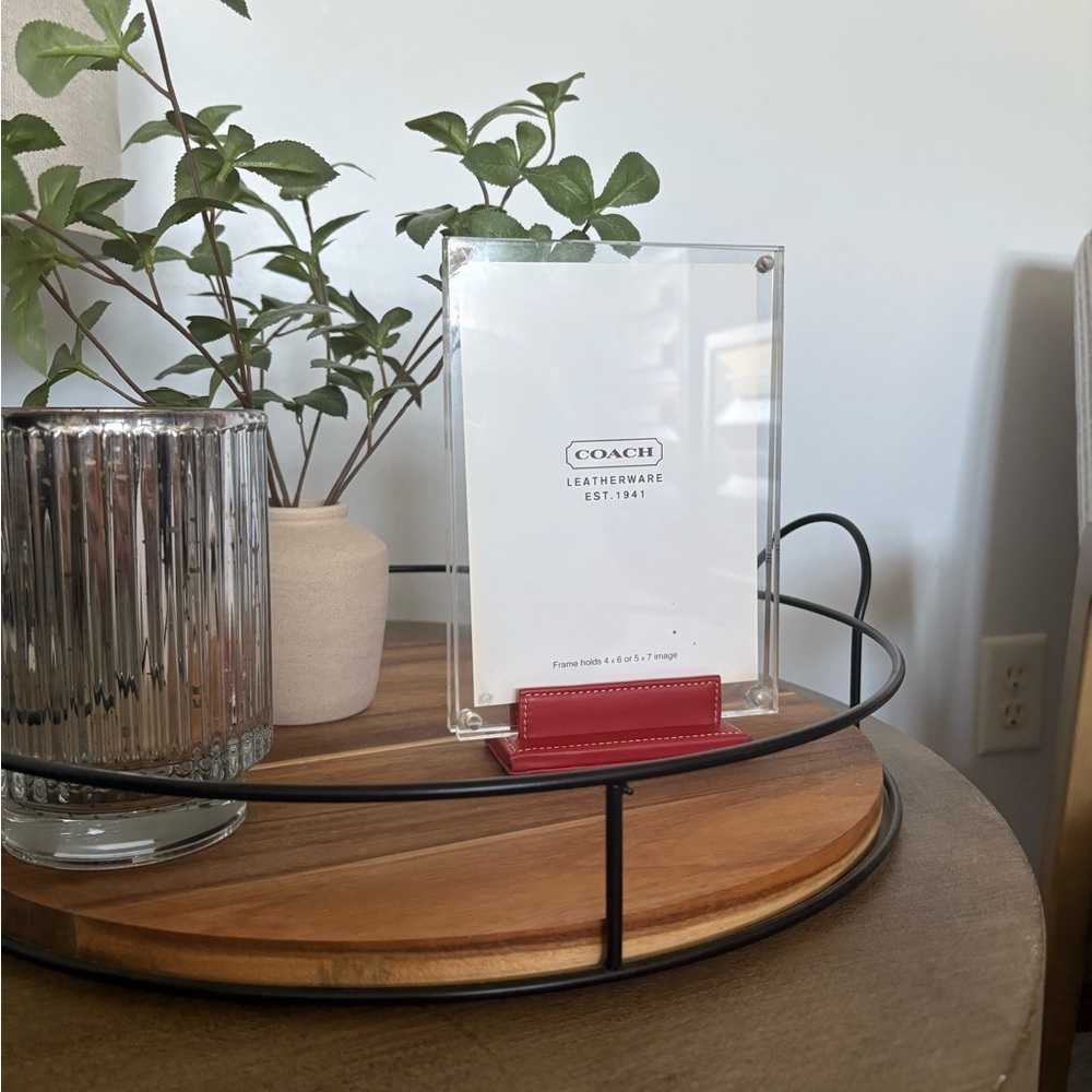 Coach Red Leather Accent Acrylic Picture Frame